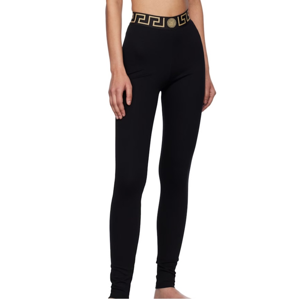 Versace Black Leggings with Gold Accents